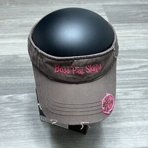 Bass Pro Shop Visor Hat Cap Women Brown Pink Y2K Barbie‎ Distressed Outdoor Sun